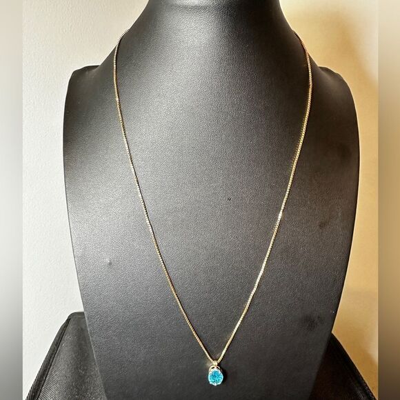 22" 14k YG box chain andā9x11mm oval cut Blue Topaz 14kt YG pendant necklace! - Picture 14 of 14